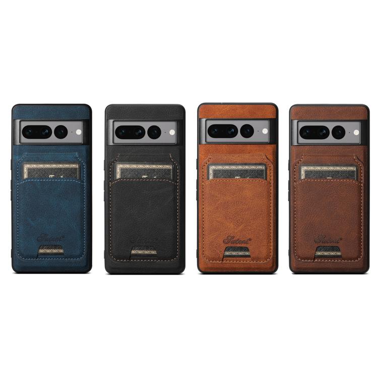 For Google Pixel 6a Suteni H16 Litchi Texture Leather Detachable Wallet Back Phone Case(Blue) - Google Cases by Suteni | Online Shopping South Africa | PMC TechLife | Buy Now Pay Later Mobicred