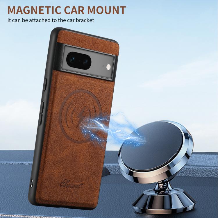 For Google Pixel 6a Suteni H16 Litchi Texture Leather Detachable Wallet Back Phone Case(Brown) - Google Cases by Suteni | Online Shopping South Africa | PMC TechLife | Buy Now Pay Later Mobicred
