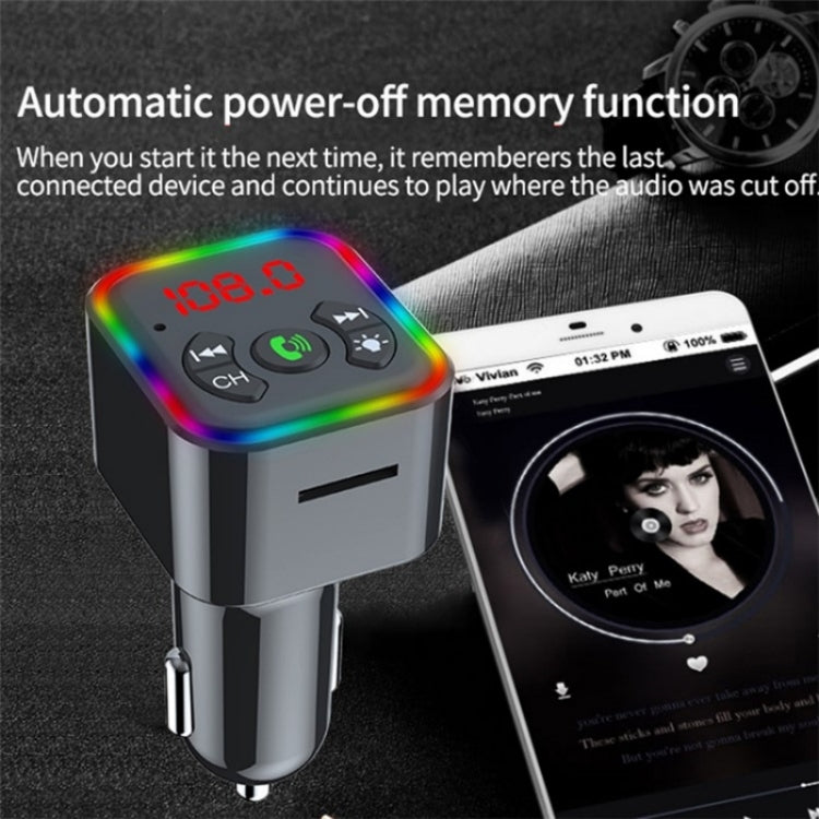 Colorful light Car Hands-free Call Bluetooth Receiver Support U Disk MP3 Player - Bluetooth Car Kits by PMC TechLife | Online Shopping South Africa | PMC TechLife | Buy Now Pay Later Mobicred