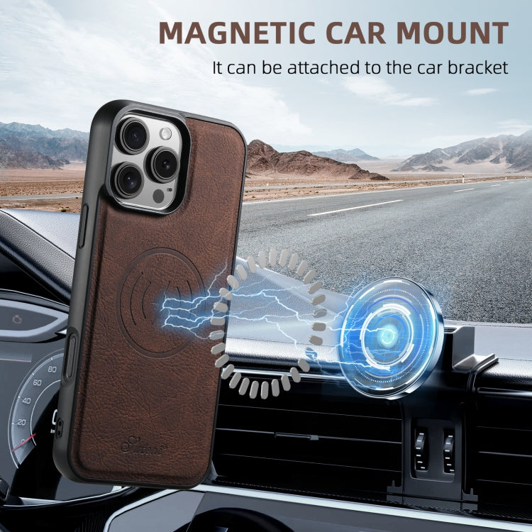 For iPhone 16 Suteni H16 Litchi Texture Leather Detachable Wallet Back Phone Case(Brown) - free shipping - PMC Jewellery - Order now!