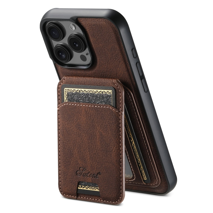For iPhone 16 Pro Suteni H16 Litchi Texture Leather Detachable Wallet Back Phone Case(Brown) - free shipping - PMC Jewellery - Order now!