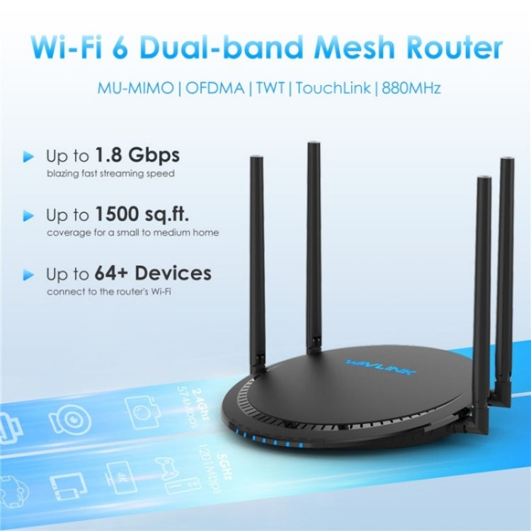 WAVLINK WN531AX2 AX1800 Dual Band Gigabit Wireless Internet Router WiFi 6 Repeater, Plug:UK Plug - free shipping - PMC Jewellery - Order now!
