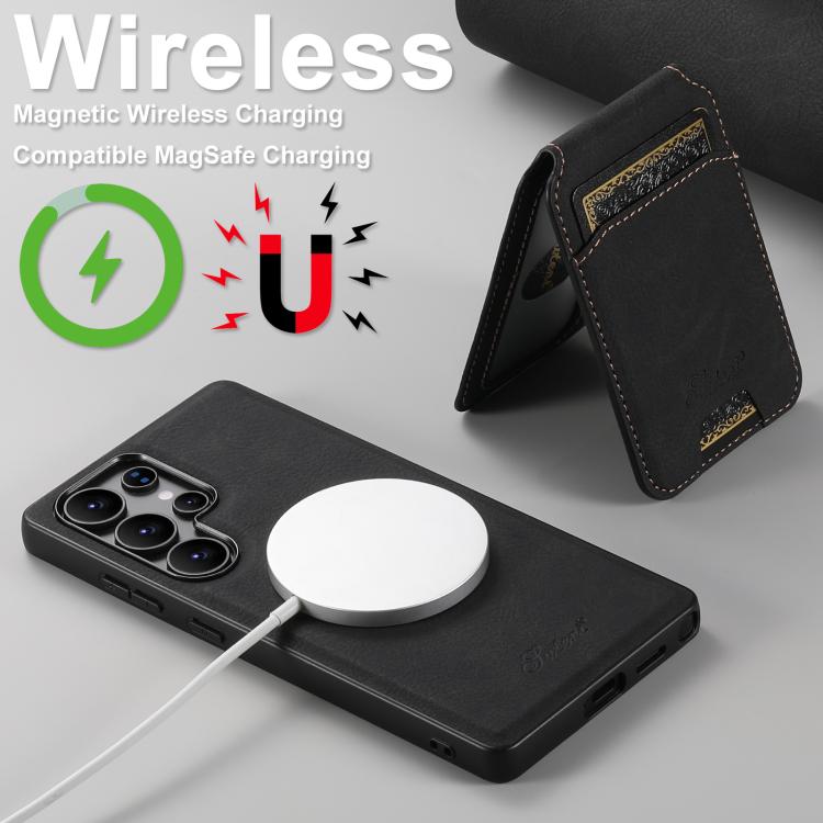 For Samsung Galaxy S25+ 5G Suteni H16 Litchi Texture Leather Detachable Wallet Back Phone Case(Black) - Galaxy S25+ 5G Cases by Suteni | Online Shopping South Africa | PMC TechLife | Buy Now Pay Later Mobicred