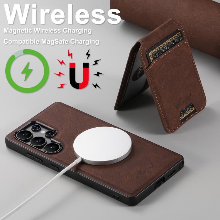For Samsung Galaxy S25+ 5G Suteni H16 Litchi Texture Leather Detachable Wallet Back Phone Case(Brown) - free shipping - PMC TechLife - Order now!
