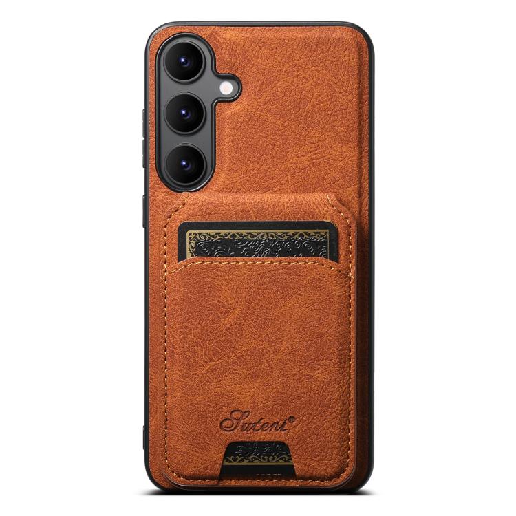 For Samsung Galaxy S25 5G Suteni H16 Litchi Texture Leather Detachable Wallet Back Phone Case(Khaki) - Galaxy S25 5G Cases by Suteni | Online Shopping South Africa | PMC TechLife | Buy Now Pay Later Mobicred