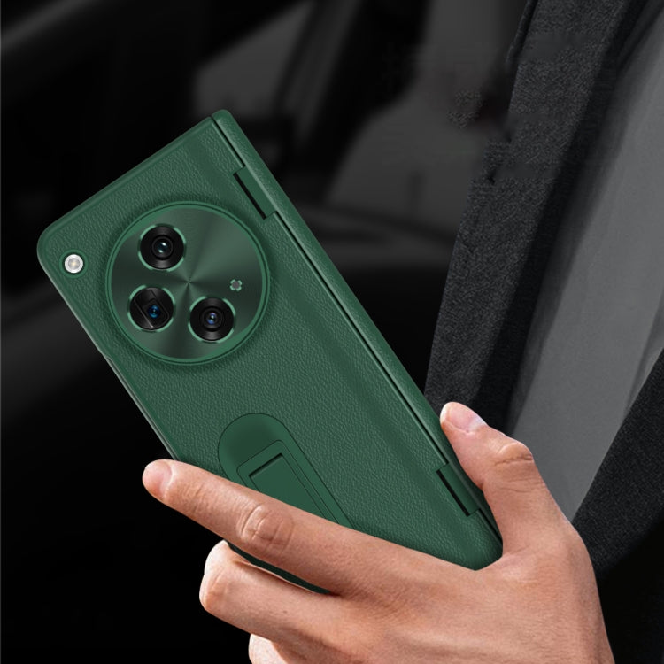 For OPPO Find N3 Integrated Folding Hinge Leather Phone Case with Pen(Brown) - Find N3 Cases by PMC TechLife | Online Shopping South Africa | PMC TechLife | Buy Now Pay Later Mobicred