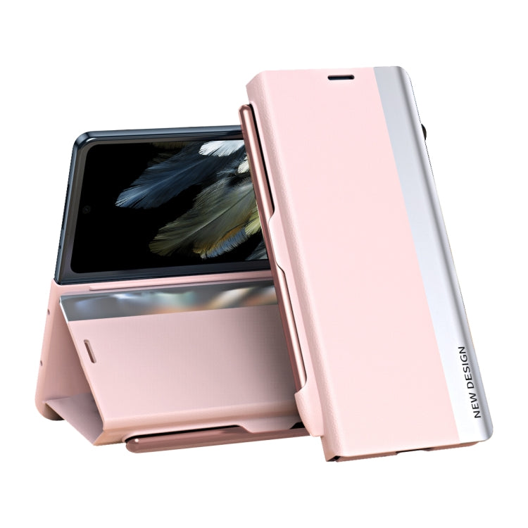For OPPO Find N3 Side Electroplated Adsorption Leather Phone Case with Pen Slot(Pink) - Find N3 Cases by PMC TechLife | Online Shopping South Africa | PMC TechLife