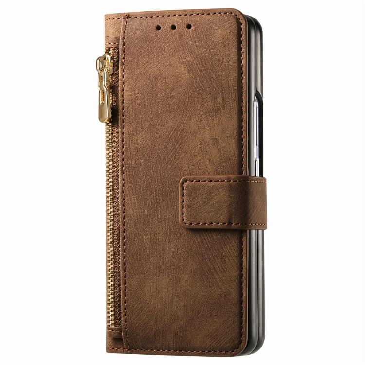 For Samsung Galaxy Z Fold5 5G Retro MagSafe Magnetic Zipper Wallet Leather Phone Case(Brown) - Galaxy Z Fold5 Cases by PMC TechLife | Online Shopping South Africa | PMC TechLife | Buy Now Pay Later Mobicred