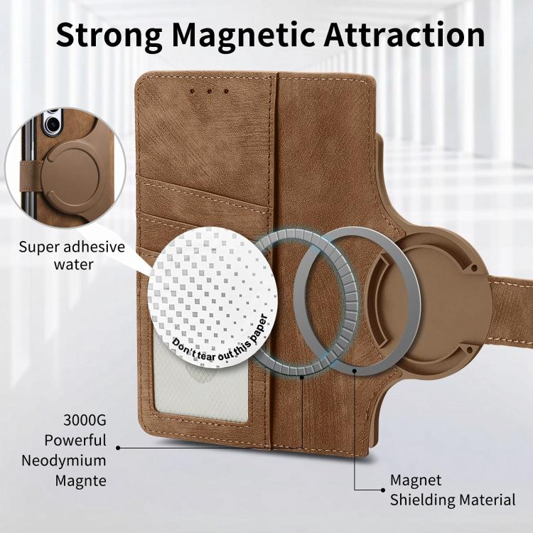 For Samsung Galaxy Z Fold5 5G Retro MagSafe Magnetic Zipper Wallet Leather Phone Case(Brown) - Galaxy Z Fold5 Cases by PMC TechLife | Online Shopping South Africa | PMC TechLife | Buy Now Pay Later Mobicred