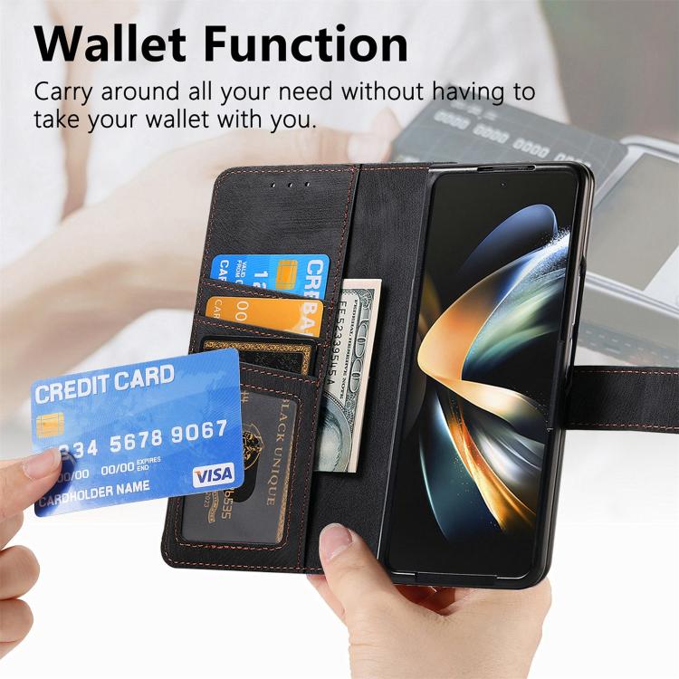 For Samsung Galaxy Z Fold4 Retro MagSafe Magnetic Zipper Wallet Leather Phone Case(Black) - free shipping - PMC TechLife - Order now!