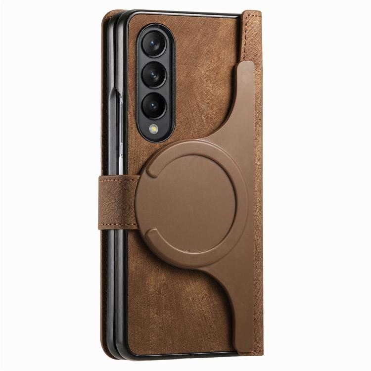 For Samsung Galaxy Z Fold4 Retro MagSafe Magnetic Zipper Wallet Leather Phone Case(Brown) - Galaxy Z Fold4 5G Cases by PMC TechLife | Online Shopping South Africa | PMC TechLife | Buy Now Pay Later Mobicred