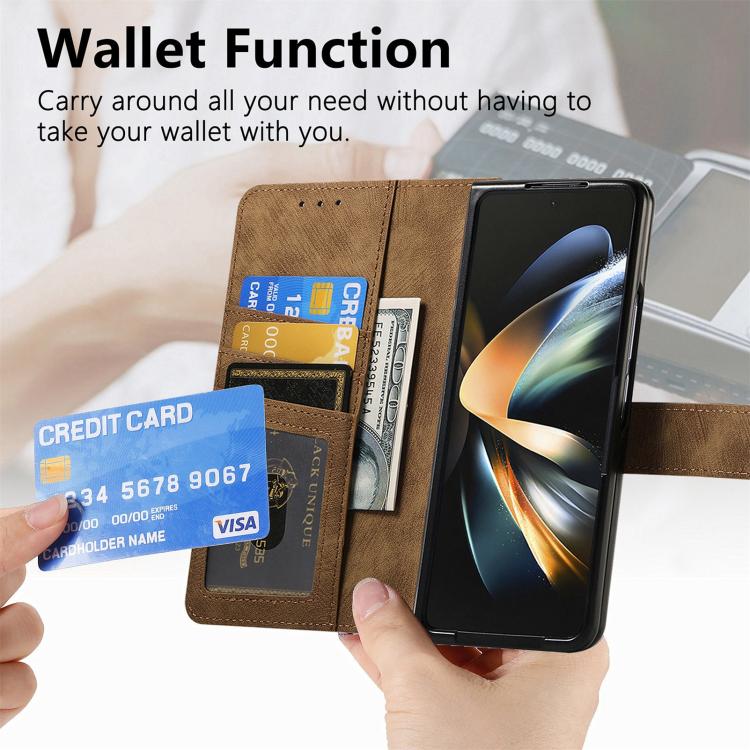 For Samsung Galaxy Z Fold4 Retro MagSafe Magnetic Zipper Wallet Leather Phone Case(Brown) - Galaxy Z Fold4 5G Cases by PMC TechLife | Online Shopping South Africa | PMC TechLife | Buy Now Pay Later Mobicred