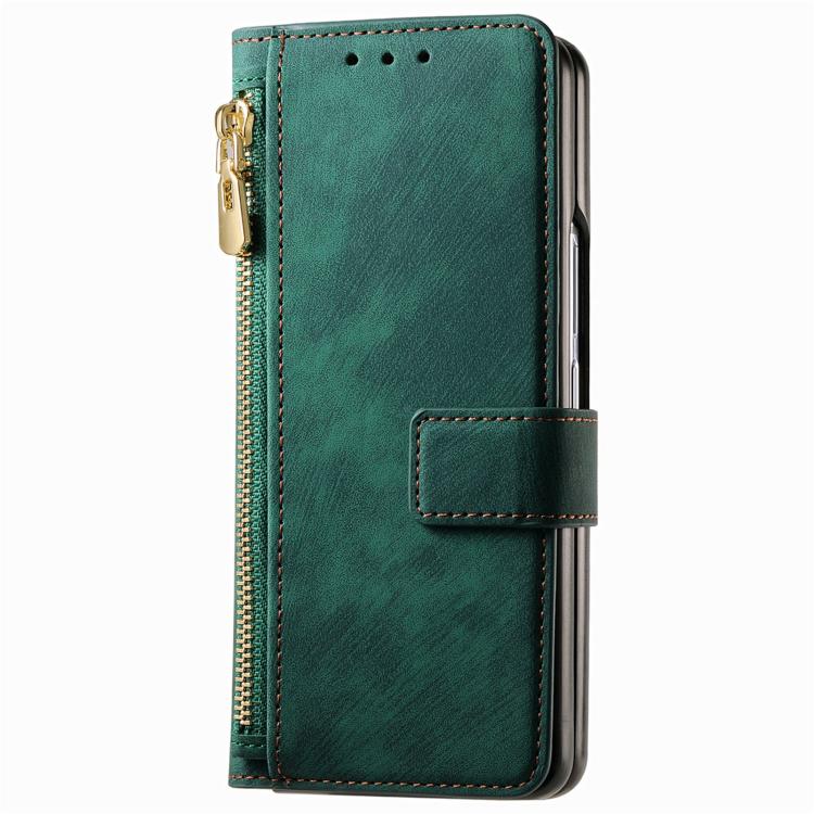 For Samsung Galaxy Z Fold4 Retro MagSafe Magnetic Zipper Wallet Leather Phone Case(Green) - free shipping - PMC TechLife - Order now!