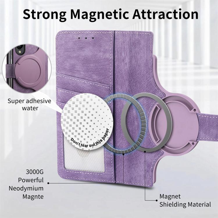 For Samsung Galaxy Z Fold4 Retro MagSafe Magnetic Zipper Wallet Leather Phone Case(Purple) - Galaxy Z Fold4 5G Cases by PMC TechLife | Online Shopping South Africa | PMC TechLife | Buy Now Pay Later Mobicred