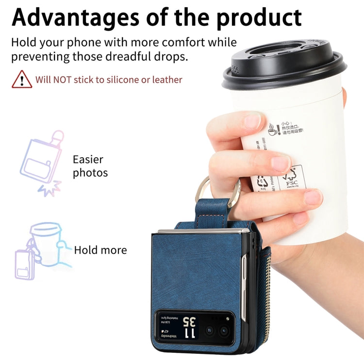 For Motorola Razr 40 Retro Skin-feel Ring Multi-card Wallet Phone Case(Blue) - Motorola Cases by PMC TechLife | Online Shopping South Africa | PMC TechLife | Buy Now Pay Later Mobicred