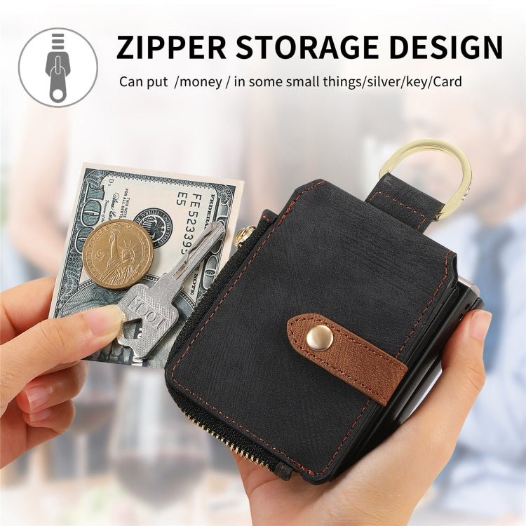 For Motorola Razr 40 Retro Skin-feel Ring Multi-card Wallet Phone Case(Black) - Motorola Cases by PMC TechLife | Online Shopping South Africa | PMC TechLife | Buy Now Pay Later Mobicred