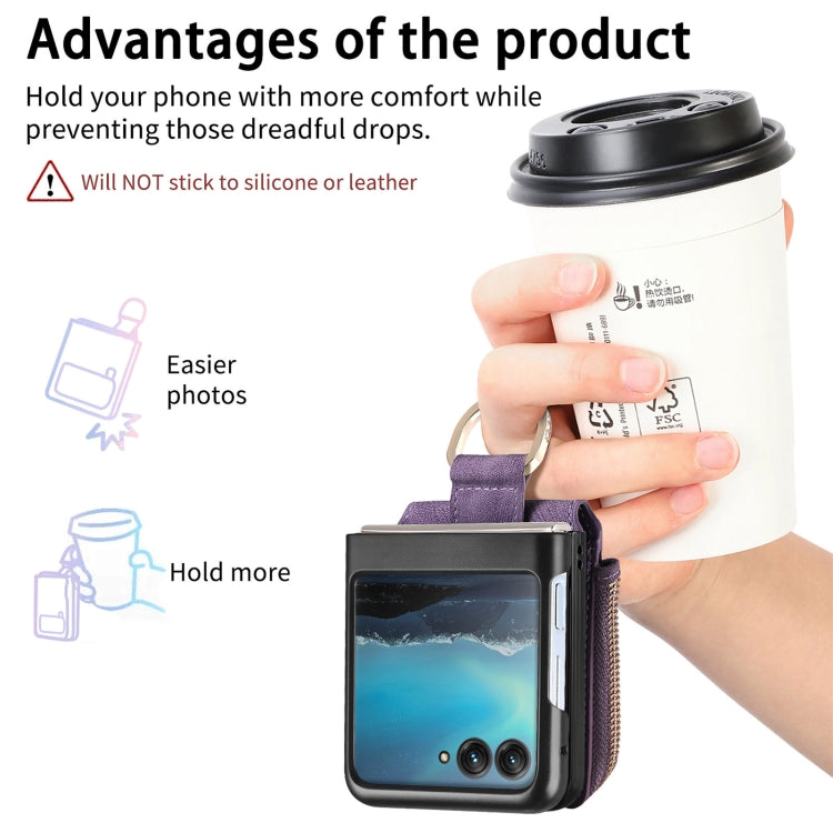 For Motorola Razr 40 Ultra Retro Skin-feel Ring Multi-card Wallet Phone Case(Purple) - Motorola Cases by PMC TechLife | Online Shopping South Africa | PMC TechLife | Buy Now Pay Later Mobicred