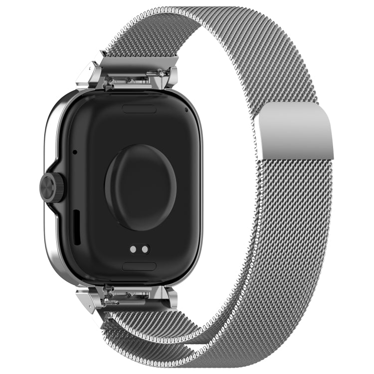 For Redmi Watch 4 Milan Magnetic Steel Mesh Watch Band + Watch Metal Frame(Silver) - Watch Bands by PMC TechLife | Online Shopping South Africa | PMC TechLife