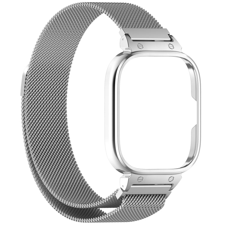For Redmi Watch 4 Milan Magnetic Steel Mesh Watch Band + Watch Metal Frame(Silver) - Watch Bands by PMC TechLife | Online Shopping South Africa | PMC TechLife