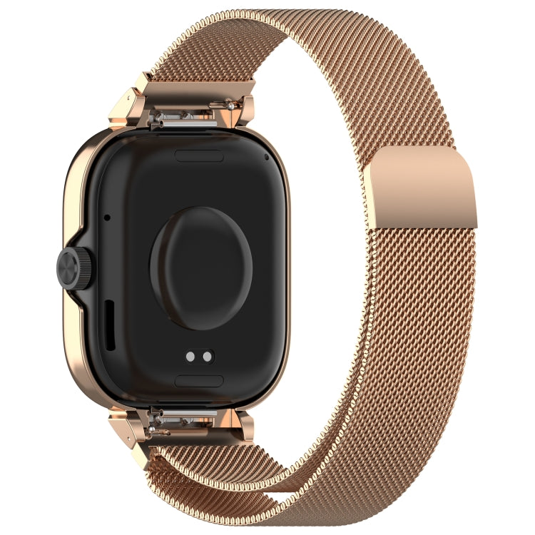 For Redmi Watch 4 Milan Magnetic Steel Mesh Watch Band + Watch Metal Frame(Rose Gold) - free shipping - PMC TechLife - Order now!
