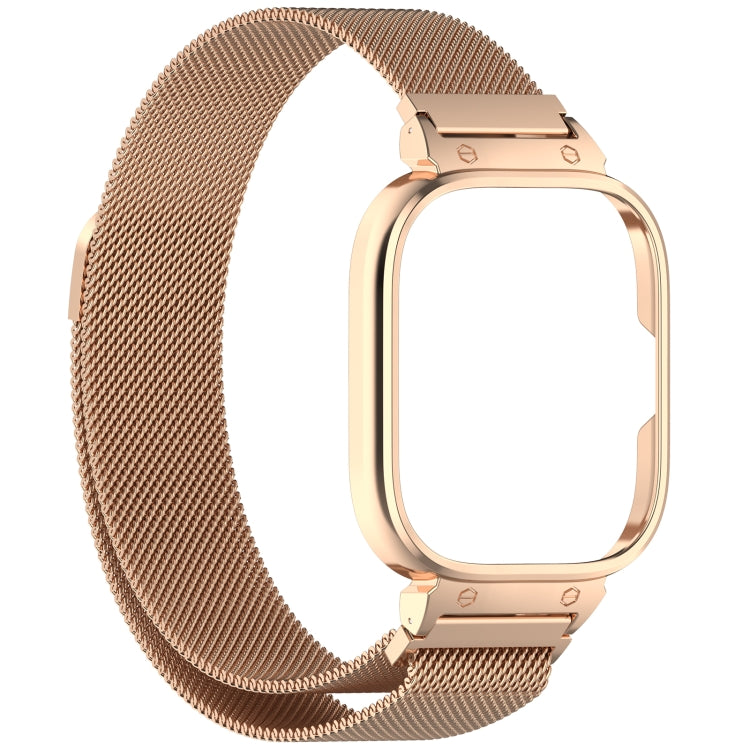 For Redmi Watch 4 Milan Magnetic Steel Mesh Watch Band + Watch Metal Frame(Rose Gold) - free shipping - PMC TechLife - Order now!