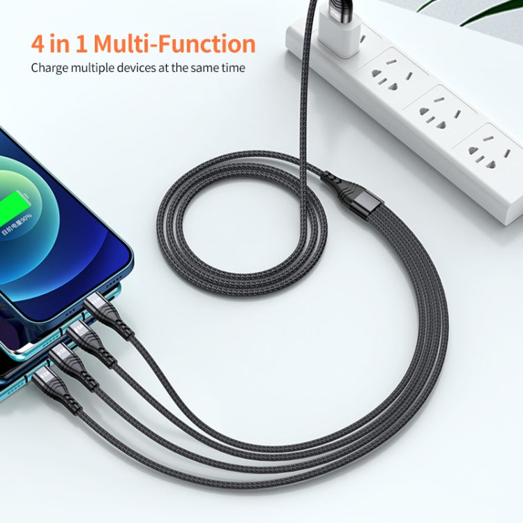 ENKAY 4-in-1 6A USB-A to Type-C / 8 Pin / Micro USB Multifunction Fast Charging Cable, Cable Length:2m(Grey) - Multifunction Cable by ENKAY | Online Shopping South Africa | PMC TechLife | Buy Now Pay Later Mobicred
