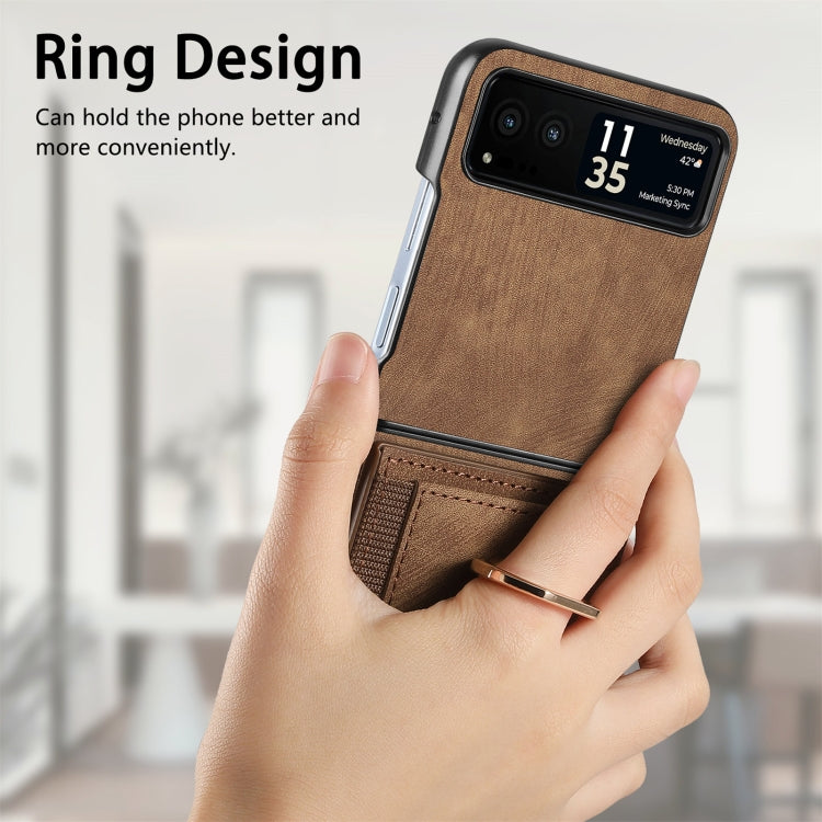 For Motorola Razr 40 Ultra Retro Skin-feel Ring Multi-card Wallet Phone Case(Brown) - Motorola Cases by PMC TechLife | Online Shopping South Africa | PMC TechLife | Buy Now Pay Later Mobicred