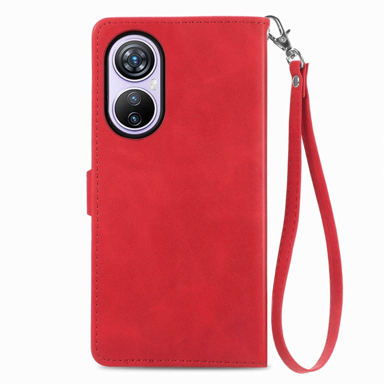 For Blackview A200 Pro Embossed Flower Zipper Leather Phone Case(Red) - More Brand by PMC TechLife | Online Shopping South Africa | PMC TechLife