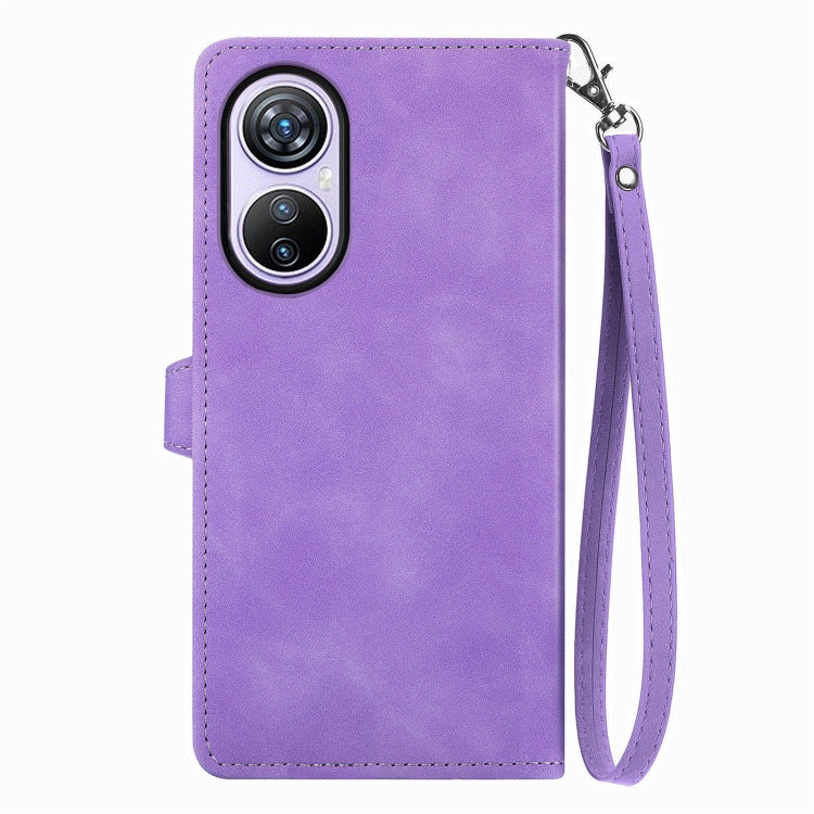 For Blackview A200 Pro Embossed Flower Zipper Leather Phone Case(Purple) - More Brand by PMC TechLife | Online Shopping South Africa | PMC TechLife