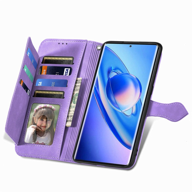 For Blackview A200 Pro Embossed Flower Zipper Leather Phone Case(Purple) - More Brand by PMC TechLife | Online Shopping South Africa | PMC TechLife