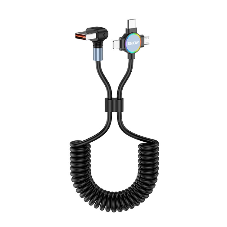 ENKAY 66W Reversible USB to Type-C / 8 Pin / Micro USB Elastic Spring Fast Charging Cable, Length 1.5m(Type A) - free shipping - PMC TechLife - Order now!