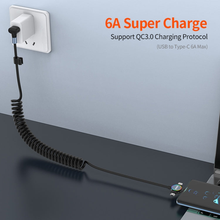 ENKAY 66W Reversible USB to Type-C / 8 Pin / Micro USB Elastic Spring Fast Charging Cable, Length 1.5m(Type B) - free shipping - PMC TechLife - Order now!