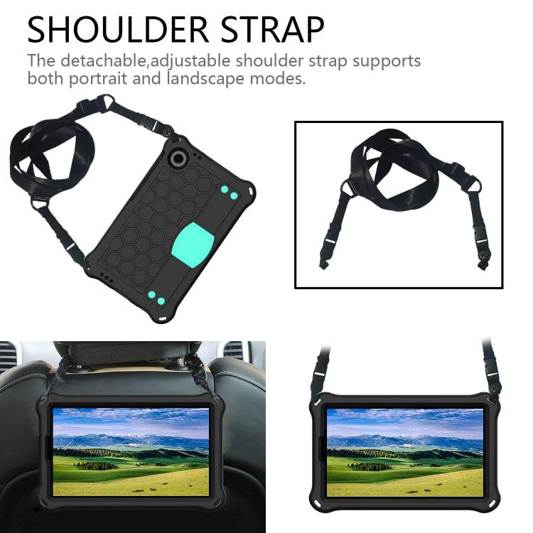 For Alcatel Joy Tab2 2020 / 3T 8.0 Honeycomb EVA Hybrid PC Tablet Case with Strap(Black+Aqua) - Others by PMC TechLife | Online Shopping South Africa | PMC TechLife | Buy Now Pay Later Mobicred