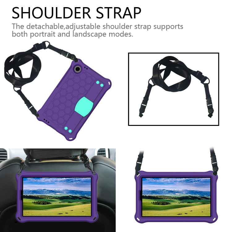 For Alcatel Joy Tab2 2020 / 3T 8.0 Honeycomb EVA Hybrid PC Tablet Case with Strap(Purple+Aqua) - free shipping - PMC TechLife - Order now!