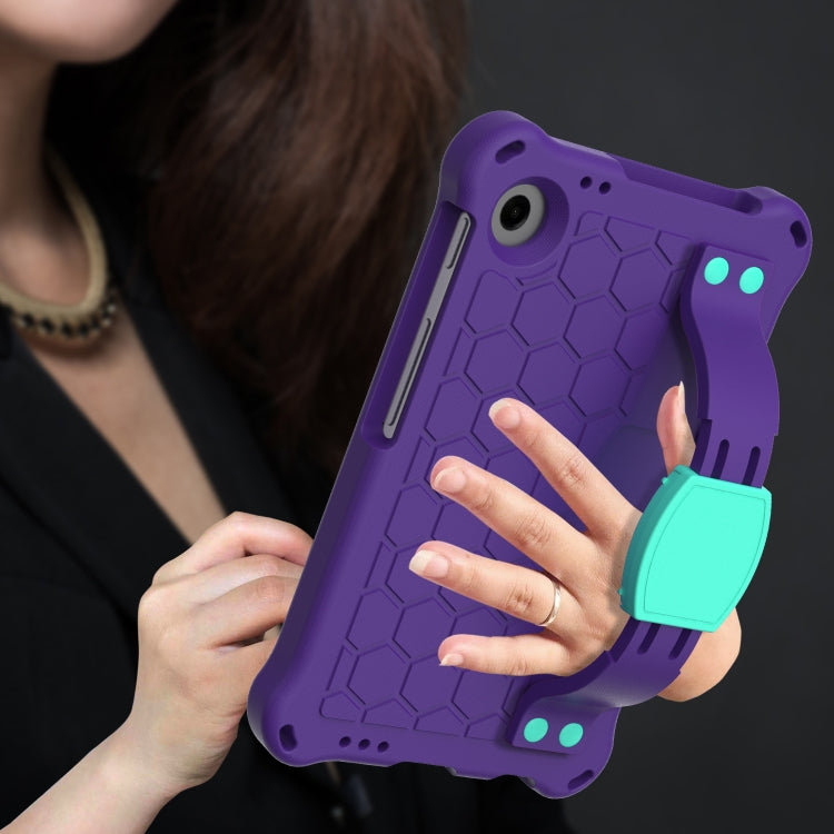 For Alcatel Joy Tab2 2020 / 3T 8.0 Honeycomb EVA Hybrid PC Tablet Case with Strap(Purple+Aqua) - free shipping - PMC TechLife - Order now!