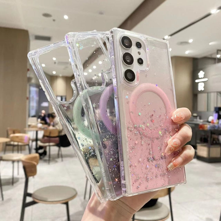 For Samsung Galaxy S22 Ultra 5G MagSafe Glitter Hybrid Clear TPU Phone Case(White) - free shipping - PMC TechLife - Order now!
