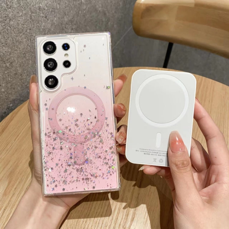 For Samsung Galaxy S22 Ultra 5G MagSafe Glitter Hybrid Clear TPU Phone Case(White) - free shipping - PMC TechLife - Order now!