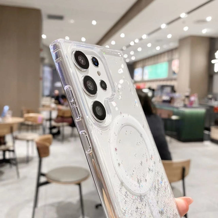 For Samsung Galaxy S22 Ultra 5G MagSafe Glitter Hybrid Clear TPU Phone Case(White) - free shipping - PMC TechLife - Order now!