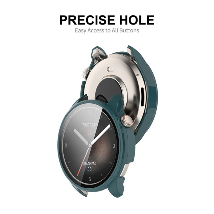 For Amazfit Balance A2286 ENKAY Hat-Prince Full Coverage Tempered Glass Film Integrated PC Watch Case(Dark Green) - Watch Cases by ENKAY | Online Shopping South Africa | PMC TechLife | Buy Now Pay Later Mobicred
