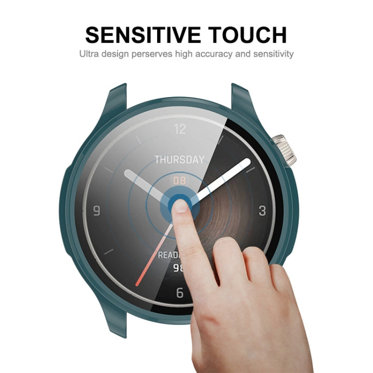 For Amazfit Balance A2286 ENKAY Hat-Prince Full Coverage Tempered Glass Film Integrated PC Watch Case(Dark Green) - Watch Cases by ENKAY | Online Shopping South Africa | PMC TechLife | Buy Now Pay Later Mobicred