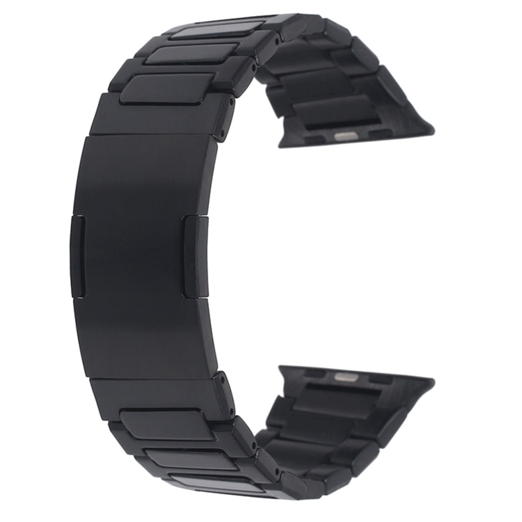 For Apple Watch SE 2023 44mm Stainless Steel H-Shaped Fold Buckle Watch Band(Black) - Watch Bands by PMC TechLife | Online Shopping South Africa | PMC TechLife