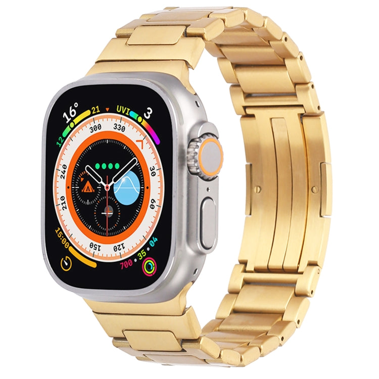 For Apple Watch Ultra 2 49mm Stainless Steel H-Shaped Fold Buckle Watch Band(Gold) - Watch Bands by PMC TechLife | Online Shopping South Africa | PMC TechLife | Buy Now Pay Later Mobicred