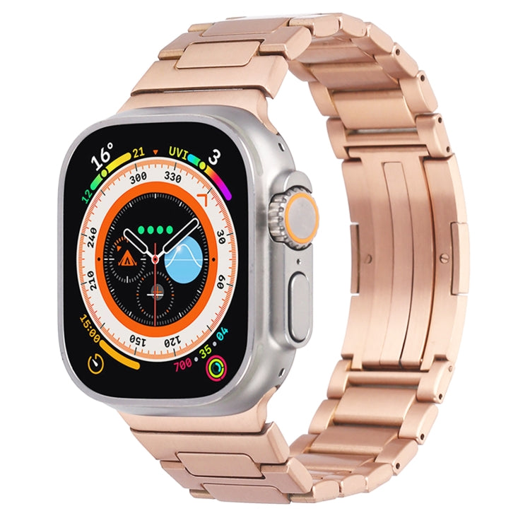 For Apple Watch SE 2022 44mm Stainless Steel H-Shaped Fold Buckle Watch Band(Rose Gold) - Watch Bands by PMC TechLife | Online Shopping South Africa | PMC TechLife | Buy Now Pay Later Mobicred