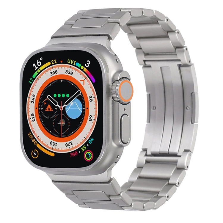 For Apple Watch Series 6 40mm Stainless Steel H-Shaped Fold Buckle Watch Band(Silver) - Watch Bands by PMC TechLife | Online Shopping South Africa | PMC TechLife | Buy Now Pay Later Mobicred