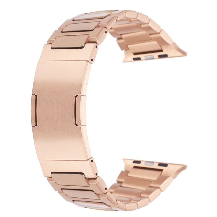 For Apple Watch Series 6 44mm Stainless Steel H-Shaped Fold Buckle Watch Band(Rose Gold) - Watch Bands by PMC TechLife | Online Shopping South Africa | PMC TechLife