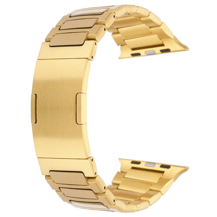 For Apple Watch Series 4 44mm Stainless Steel H-Shaped Fold Buckle Watch Band(Gold) - Watch Bands by PMC TechLife | Online Shopping South Africa | PMC TechLife | Buy Now Pay Later Mobicred