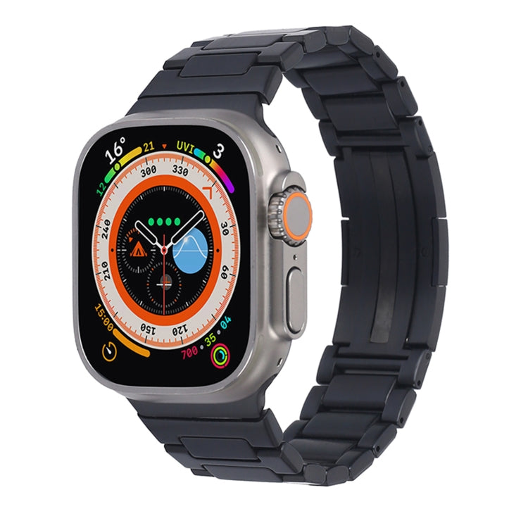 For Apple Watch Series 3 38mm Stainless Steel H-Shaped Fold Buckle Watch Band(Black) - Watch Bands by PMC TechLife | Online Shopping South Africa | PMC TechLife