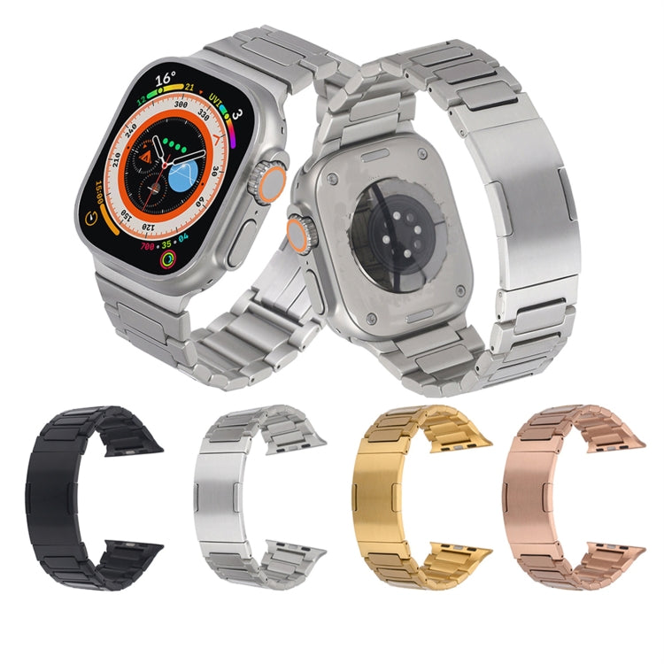 For Apple Watch Series 3 38mm Stainless Steel H-Shaped Fold Buckle Watch Band(Black) - Watch Bands by PMC TechLife | Online Shopping South Africa | PMC TechLife