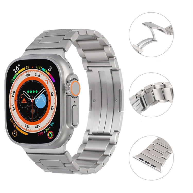 For Apple Watch Series 4 44mm Stainless Steel H-Shaped Fold Buckle Watch Band(Silver) - Watch Bands by PMC TechLife | Online Shopping South Africa | PMC TechLife | Buy Now Pay Later Mobicred