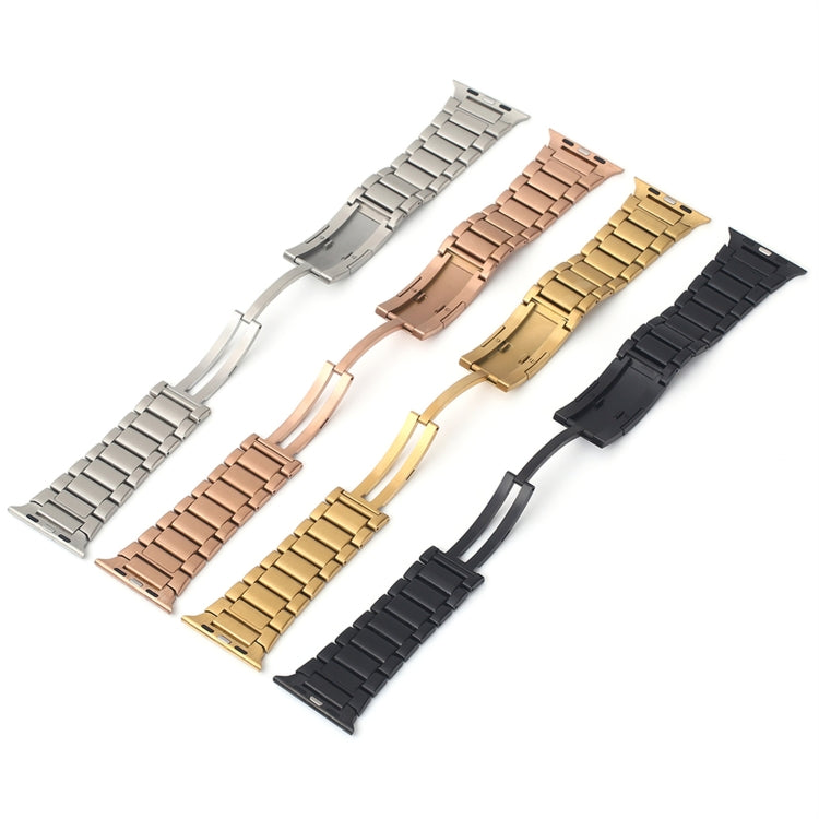 For Apple Watch Series 7 41mm Stainless Steel H-Shaped Fold Buckle Watch Band(Gold) - Watch Bands by PMC TechLife | Online Shopping South Africa | PMC TechLife | Buy Now Pay Later Mobicred